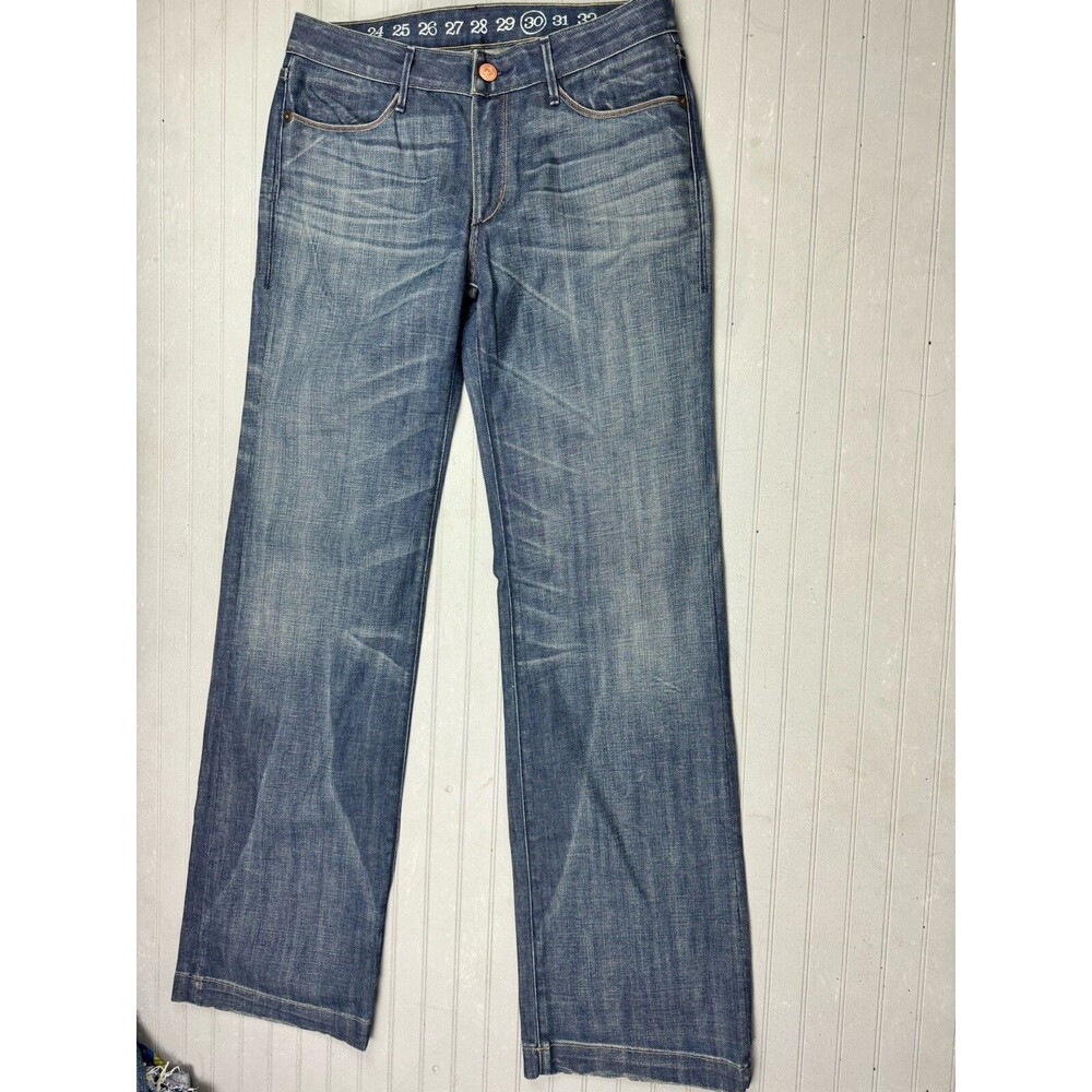 Earnest Sewn Size 30 Womens Jeans Wide Leg Med Wash Mid Rise Stretch